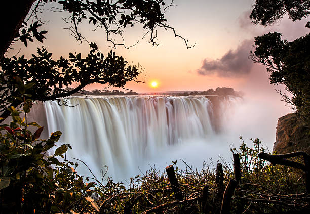 Victoria Falls waterfall and river in Zimbabwe